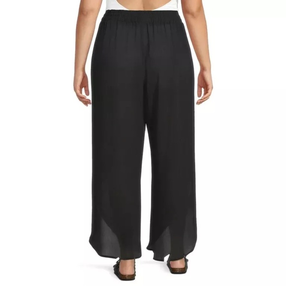 Time and Tru Plus Gathered Waist Petal Wide Leg Cover Up Pants Size 1X (16W-18W) - Picture 3 of 11